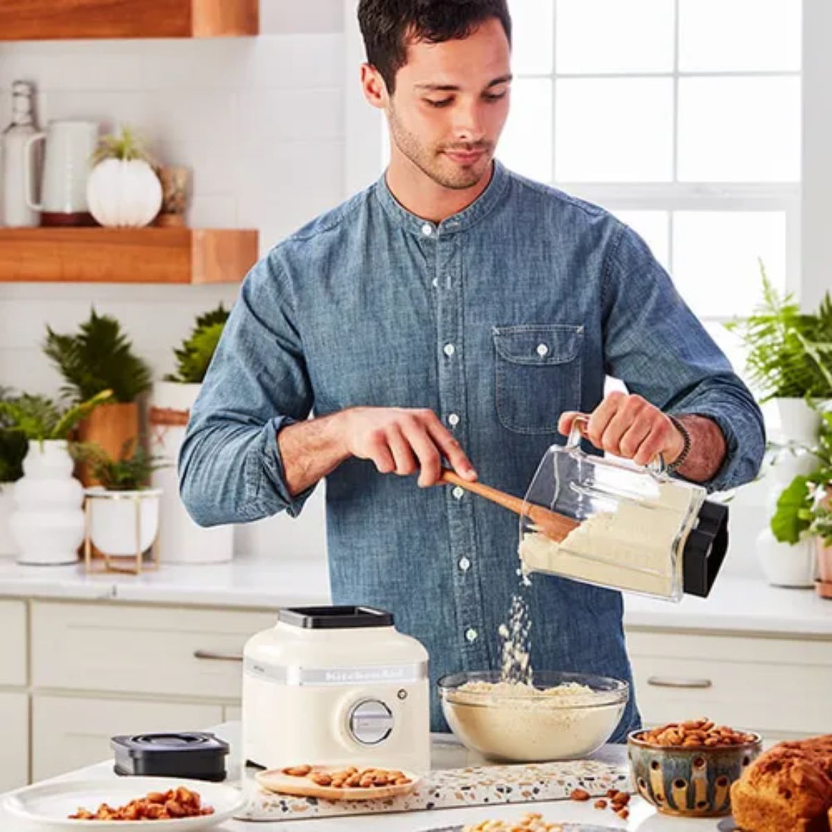 KitchenAid Artisan K400 Μπλέντερ 1,4L με 5 Ταχύτητες και 3 Προεπιλεγμένα Προγράμματα 5KSB4026BAC Almond Cream