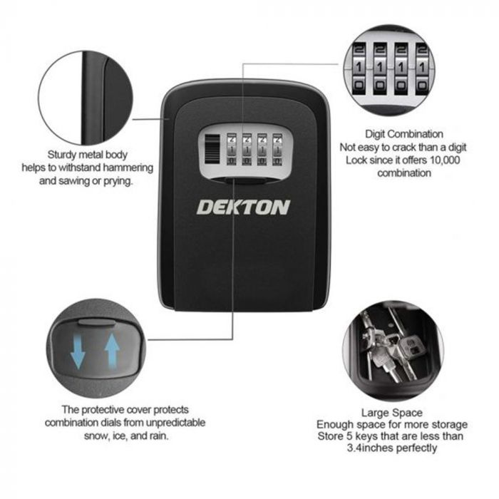 Dekton Κουτί Αποθήκευσης Κλειδιών Επιτοίχιο με Συνδυασμό 4 Ψηφίων
