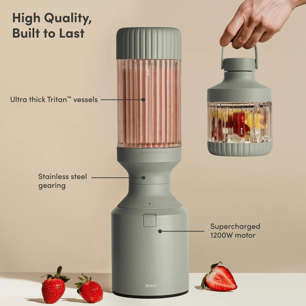 BEAST® Mega 1200 Plus Full-Size Blender 1200W 1.6 HP Ισχυρό Μπλέντερ με 3 Δοχεία Ανάμειξης B12MH-SG-EU Sage