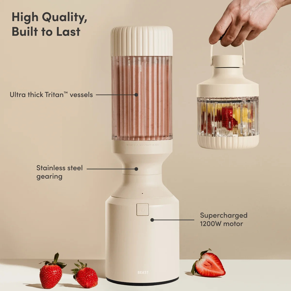 BEAST® Mega 1200 Plus Stand Mixer 1200W 1,6 HP Ισχυρό Μπλέντερ με 3 Δοχεία Ανάμειξης B12MH-BE-EU Sand
