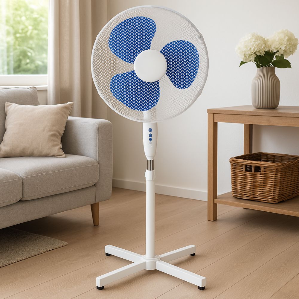 BESTRON Επιδαπέδιος Ανεμιστήρας 500W Μεγάλης Απόδοσης με Ρύθμιση Ύψους, 4 Ταχύτητες & Λειτουργία Ταλάντωσης
