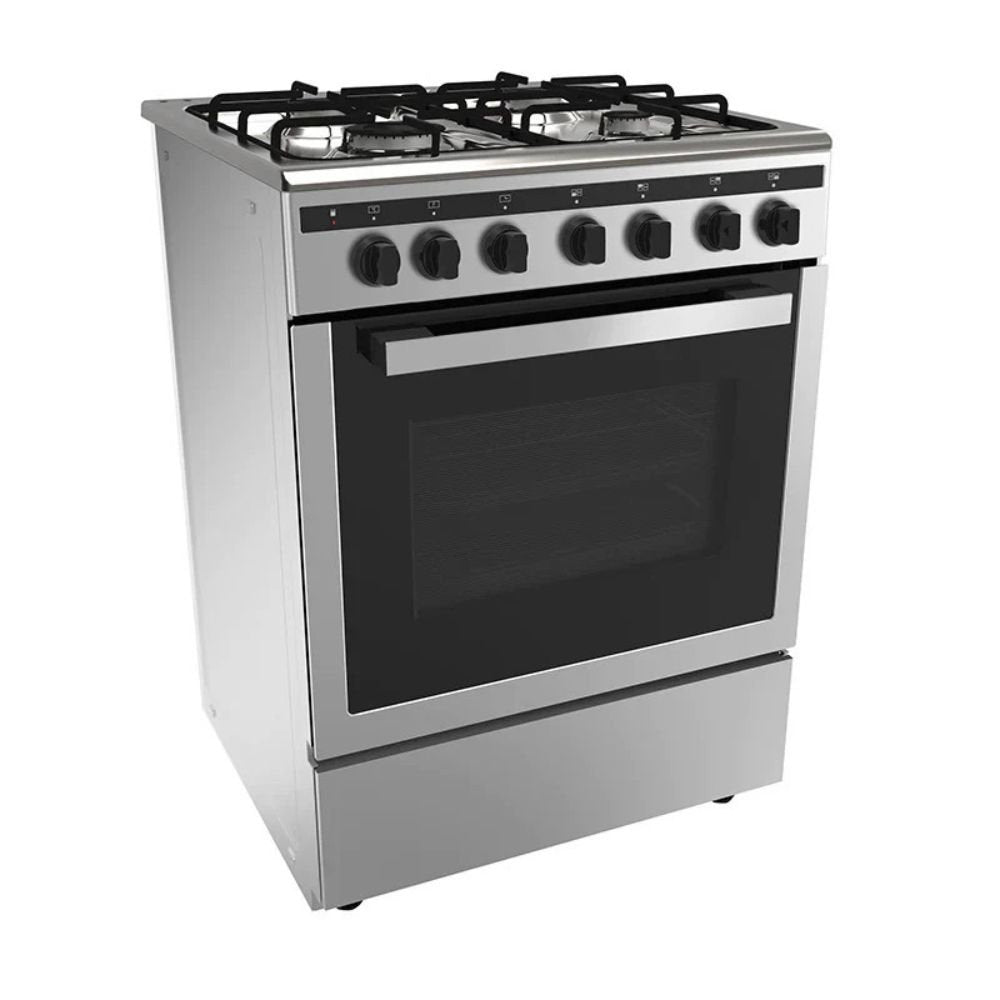 Midea Ελεύθερη Ηλεκτρική Κουζίνα 60cm με 4 Εστίες Αερίου & Ηλεκτρικό Φούρνο 65L, 24DMS4G113 Inox