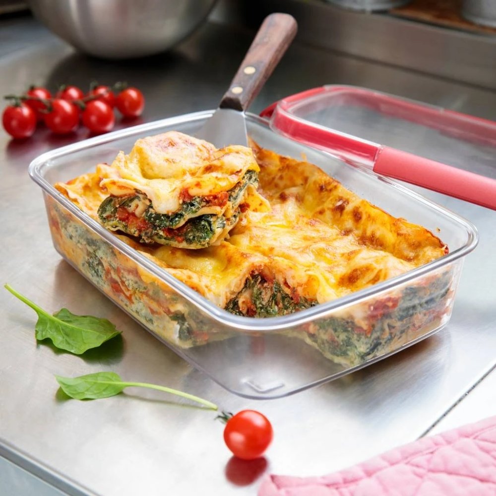 CURVER Smart Cook Ορθογώνιο Γυάλινο Δοχείο Φαγητού με Αεροστεγές Καπάκι Κατάλληλο για τον Φούρνο 3.7L