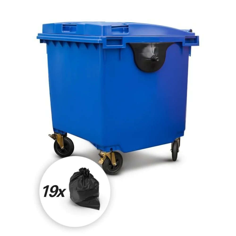 Μεγάλος Πλαστικός Κάδος Απορριμμάτων 1100L Μπλε