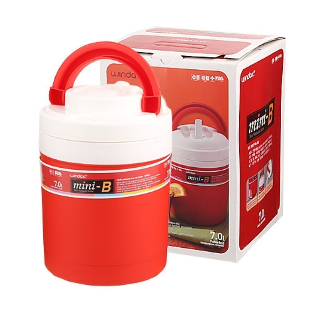 Windax® 2 σε 1 Παγωνιέρα & Θέρμος 7L με Στόμιο, Καπάκι & Λαβή Κλειδώματος Ασφαλείας, Κόκκινο