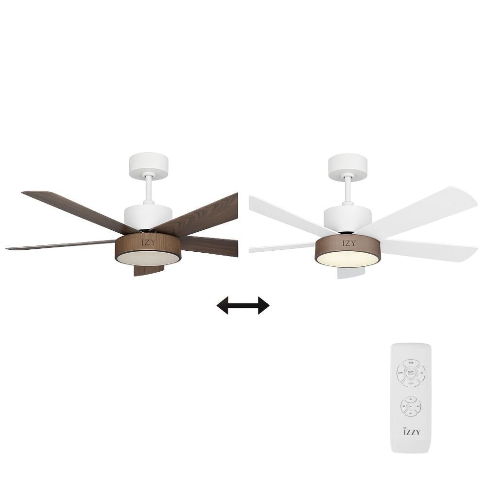 Izzy IZ-9032 Ανεμιστήρας Οροφής 132cm με DC Μοτέρ, LED Φωτισμό, Τηλεχειριστήριο & Διπλής Όψης Πτέρυγα Λευκό/Καφέ