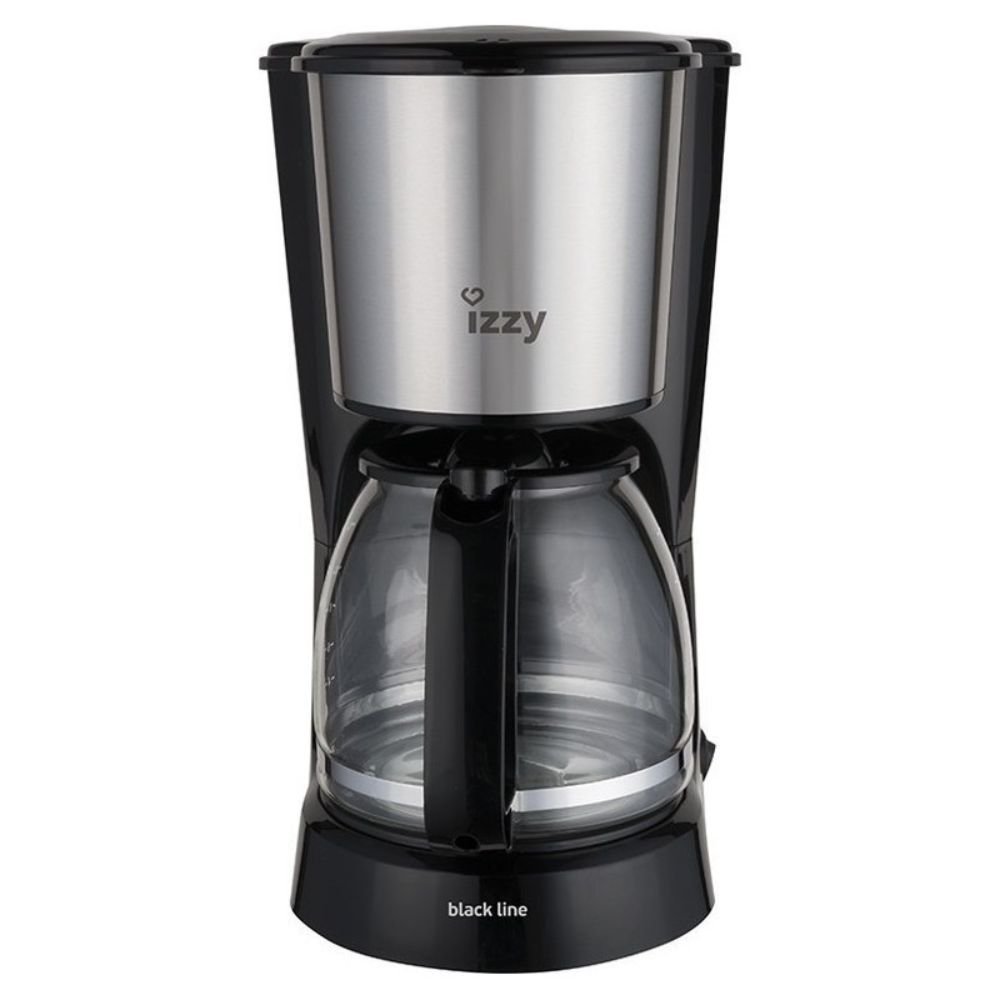 IZZY Black Line Καφετιέρα Φίλτρου 1000W με Γυάλινη Κανάτα 1.5L Ασημί