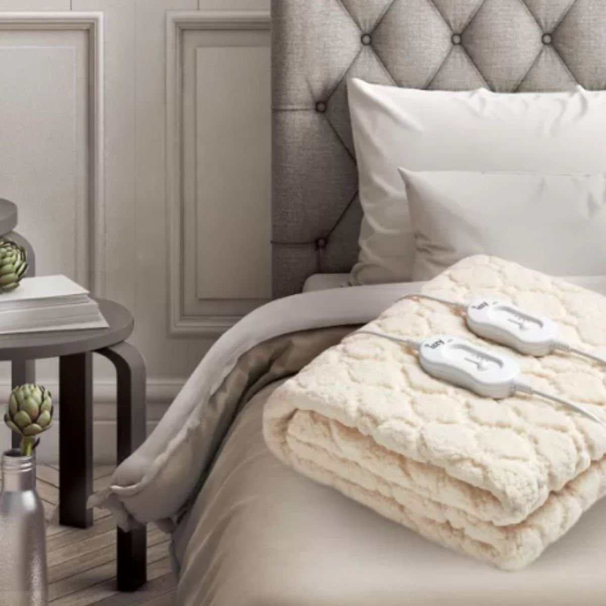 IZZY Διπλό Θερμαινόμενο Υπόστρωμα Cosy+ με Fleece Επένδυση, 3 Ρυθμίσεις Θερμοκρασίας & Προστασία από Υπερθέρμανση, Μπεζ IZ-9021