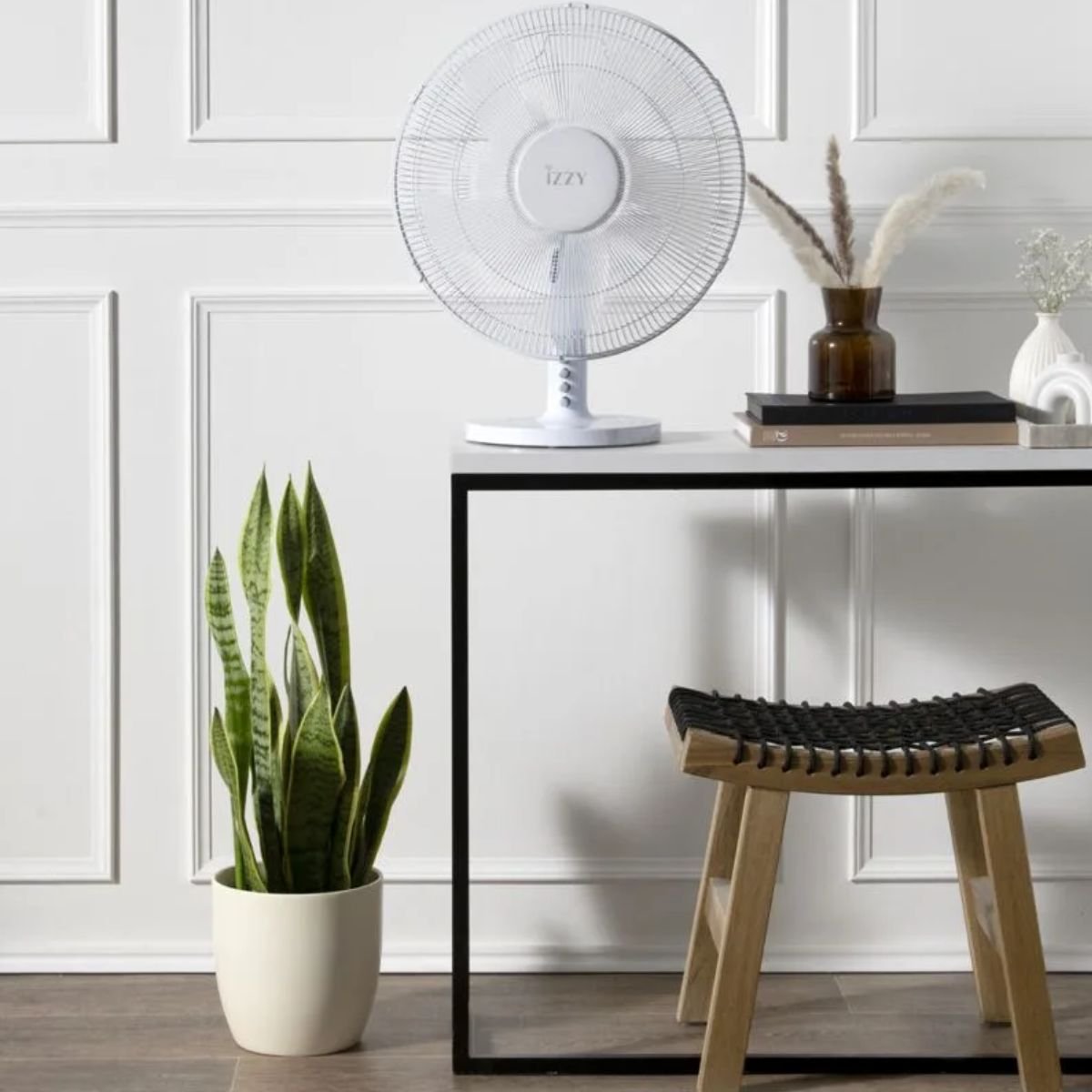 IZZY Επιτραπέζιος Ανεμιστήρας 50W 40cm με Λειτουργία Περιστροφής, 3 Ταχύτητες και 5 Φτερά IZ-9023 Λευκό