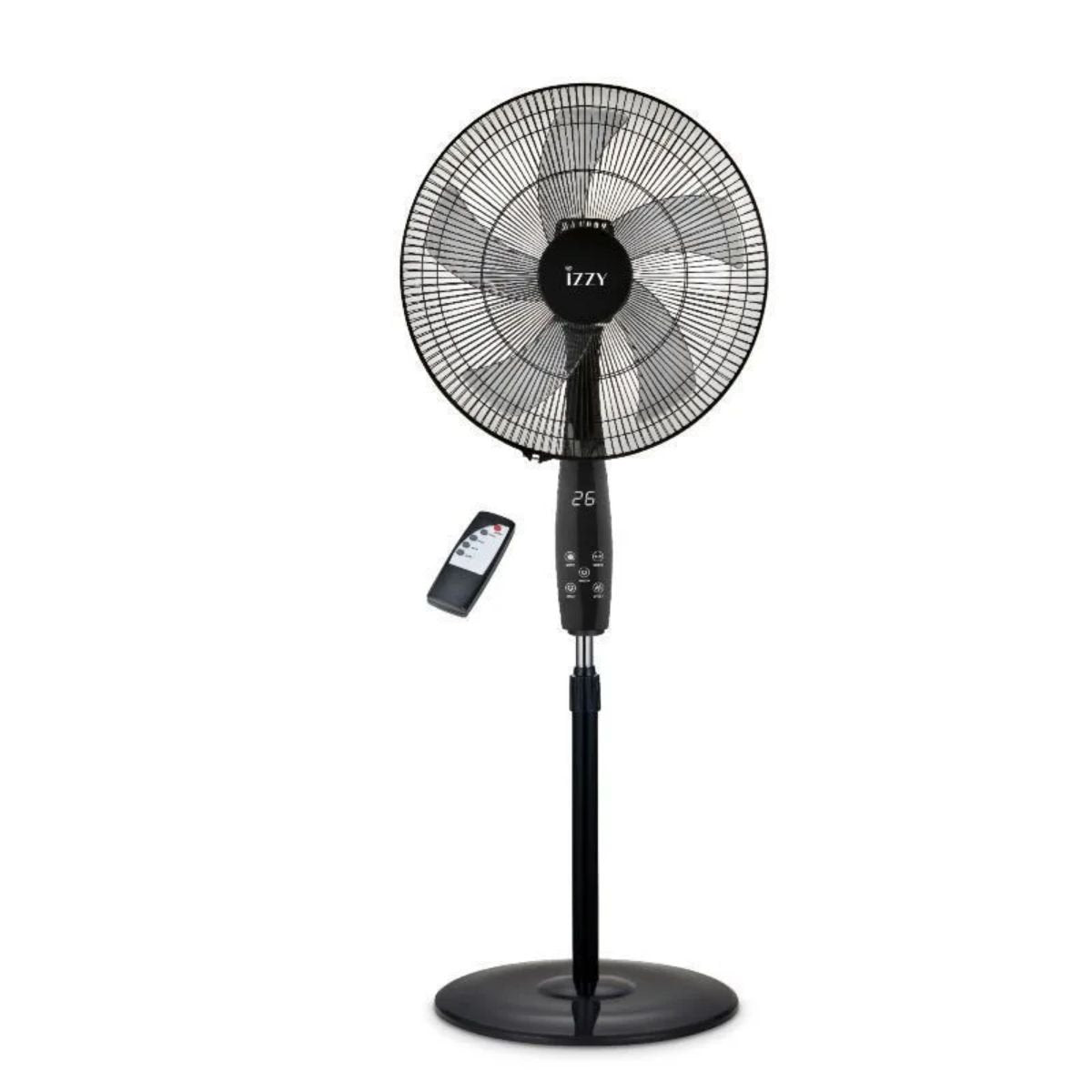 IZZY Ανεμιστήρας Ορθοστάτης 70W 46cm με Ρυθμιζόμενο ύψος, 3 Λειτουργίες, Χρονοδιακόπτη και Τηλεχειριστήριο IZ-9048 Μαύρο