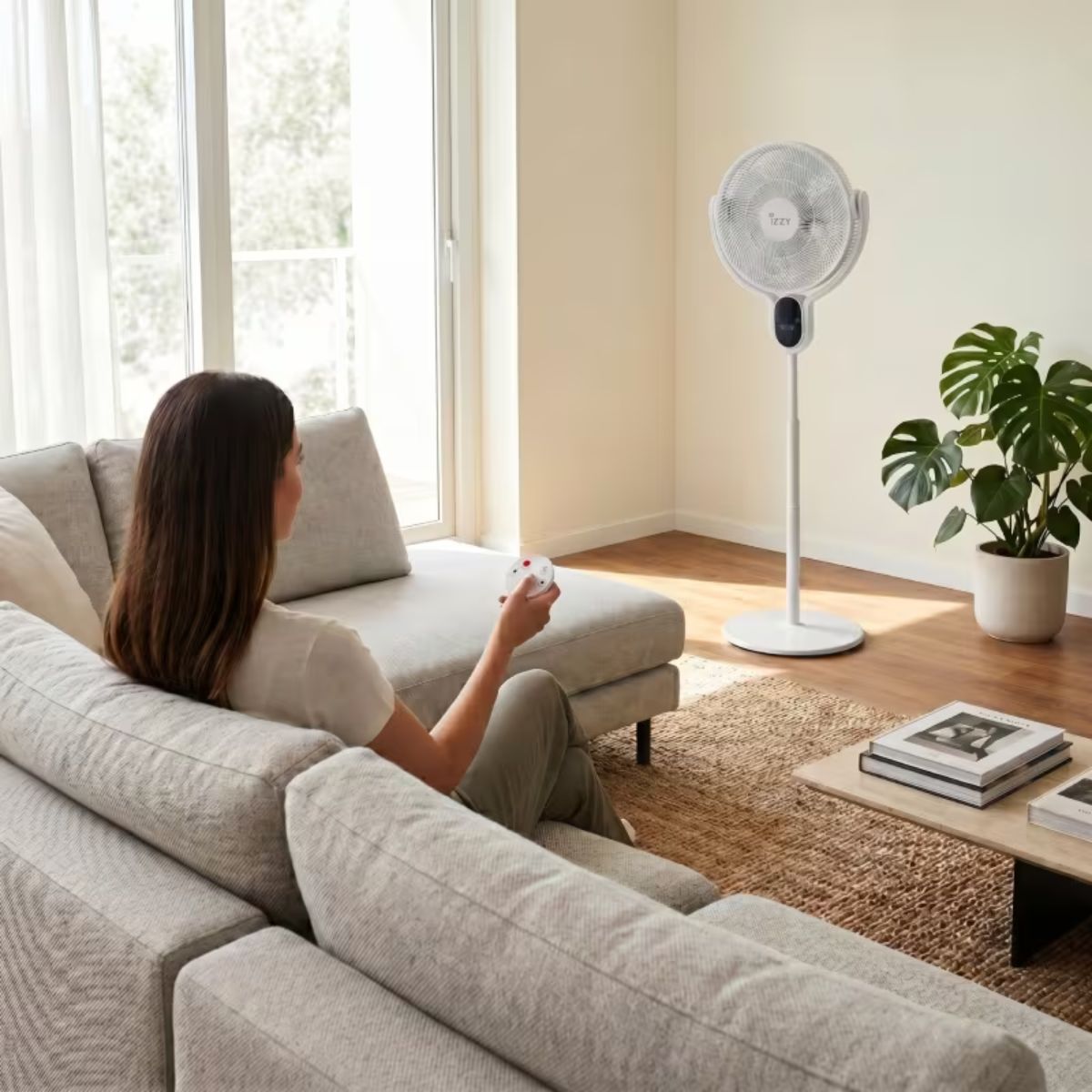 Izzy Ανεμιστήρας Ορθοστάτης DC 40cm με Ρύθμιση Κλίσης, 8 Ταχύτητες, Χρονοδιακόπτη και Τηλεχειριστήριο IZ-9086 Λευκό