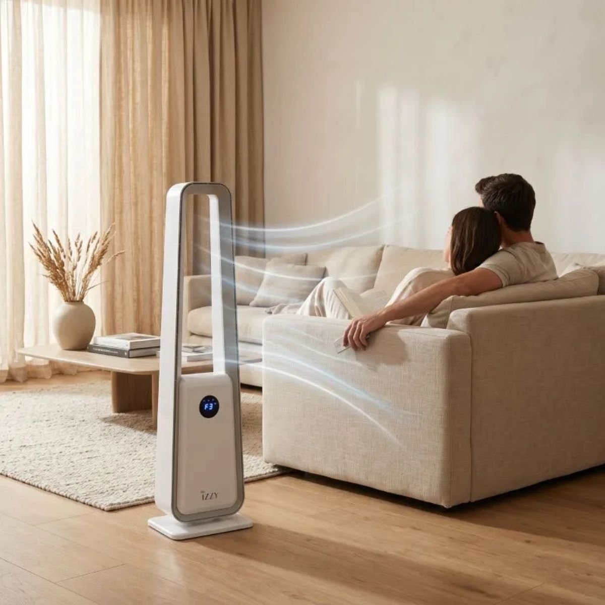 IZZY Ανεμιστήρας Πύργος Χωρίς Φτερά 80W 90cm με 3 Λειτουργίες, Χρονοδιακόπτη και Τηλεχειριστήριο IZ-9087 Λευκό