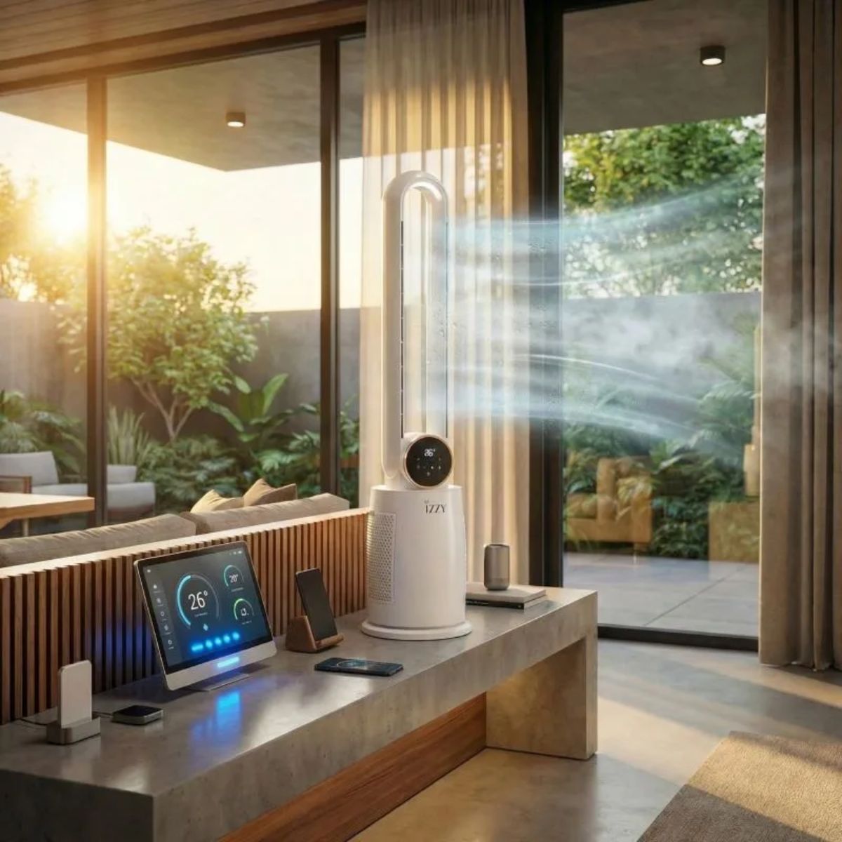 IZZY Ανεμιστήρας Πύργος Χωρίς Φτερά 60W 108cm με Χρονοδιακόπτη 3 Ταχύτητες και Τηλεχειριστήριο IZ-9046 Λευκό