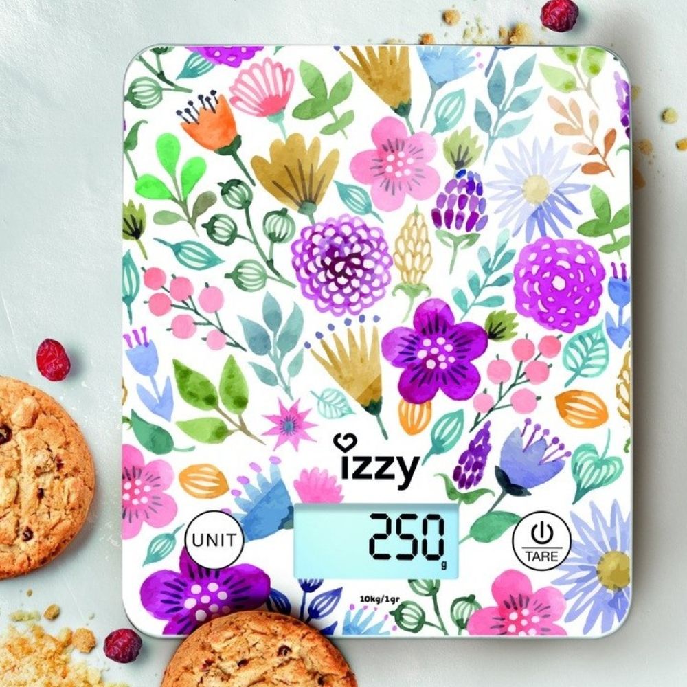 IZZY Floral Ψηφιακή Ζυγαριά Κουζίνας 1gr/10kg Πολύχρωμη
