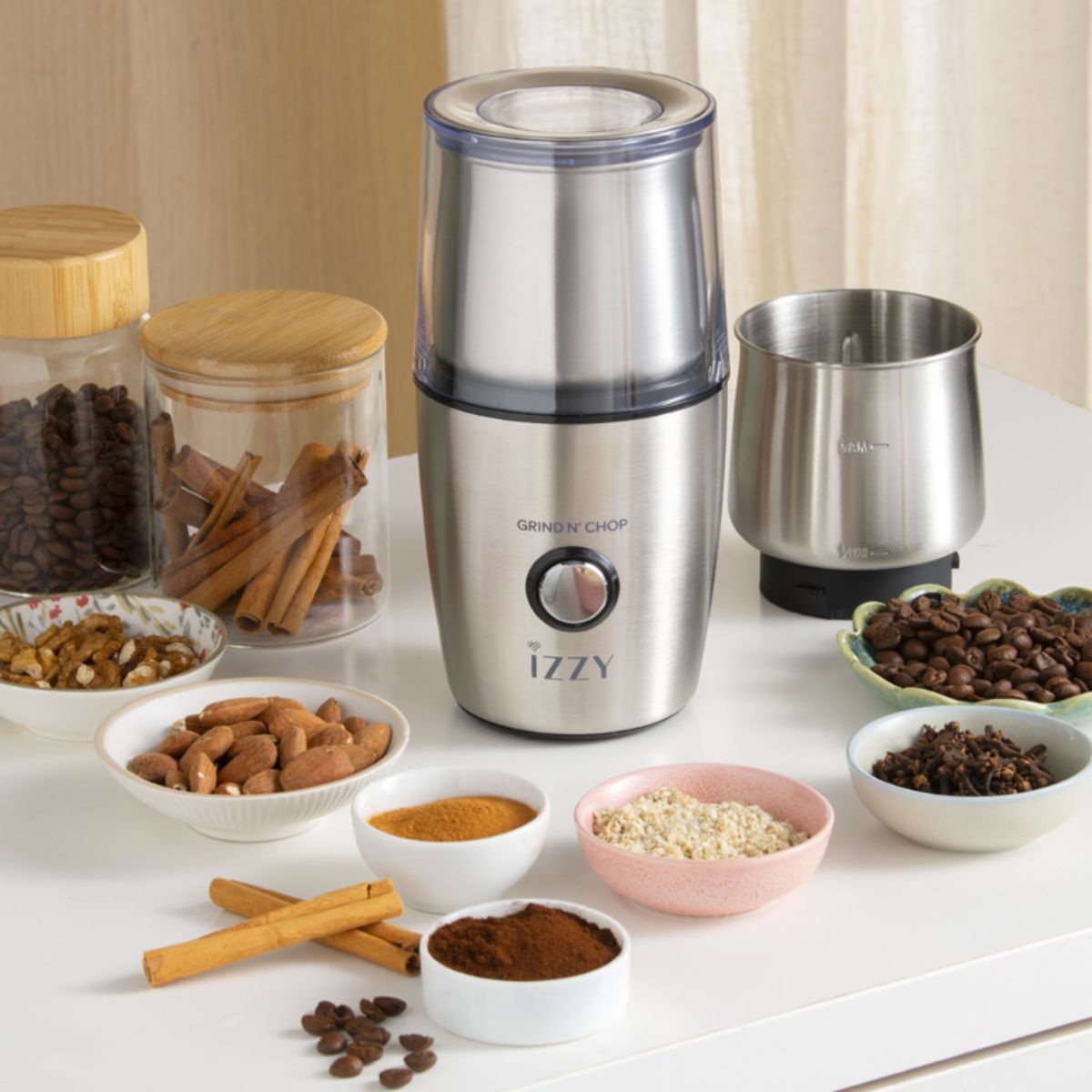 IZZY Grinder 2σε1 Πολυκόφτης & Μύλος Καφέ 200W με 2 Δοχεία IZ-6205