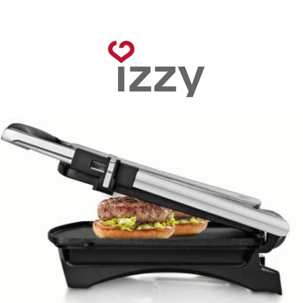 IZZY Panini Flat Τοστιέρα Inox 2000W με Λείες Αντικολλητικές Πλάκες