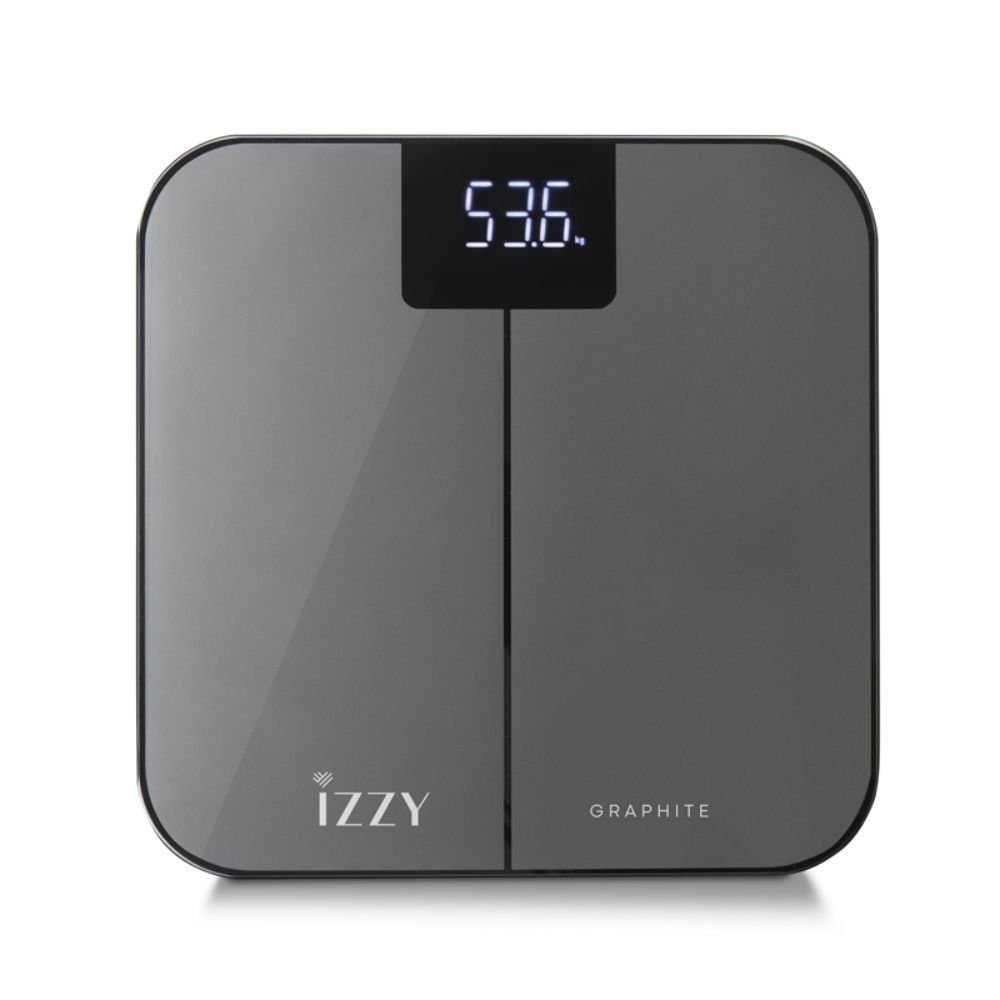 IZZY Ψηφιακή Ζυγαριά Μπάνιου έως 180kg με LED Οθόνη & Αισθητήρες Υψηλής Ακριβείας Graphite