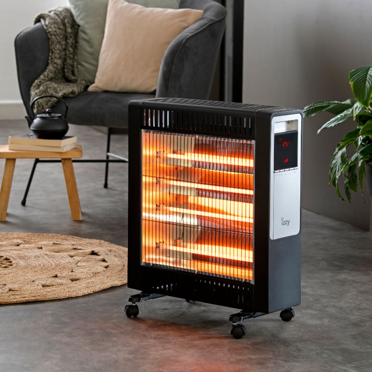 IZZY 2σε1 Θερμαντικό Σώμα Δωματίου & Μπάνιου 2200W με Τηλεχειριστήριο, LCD Οθόνη & Χρονοδιακόπτη, Μαύρο IZ-9022
