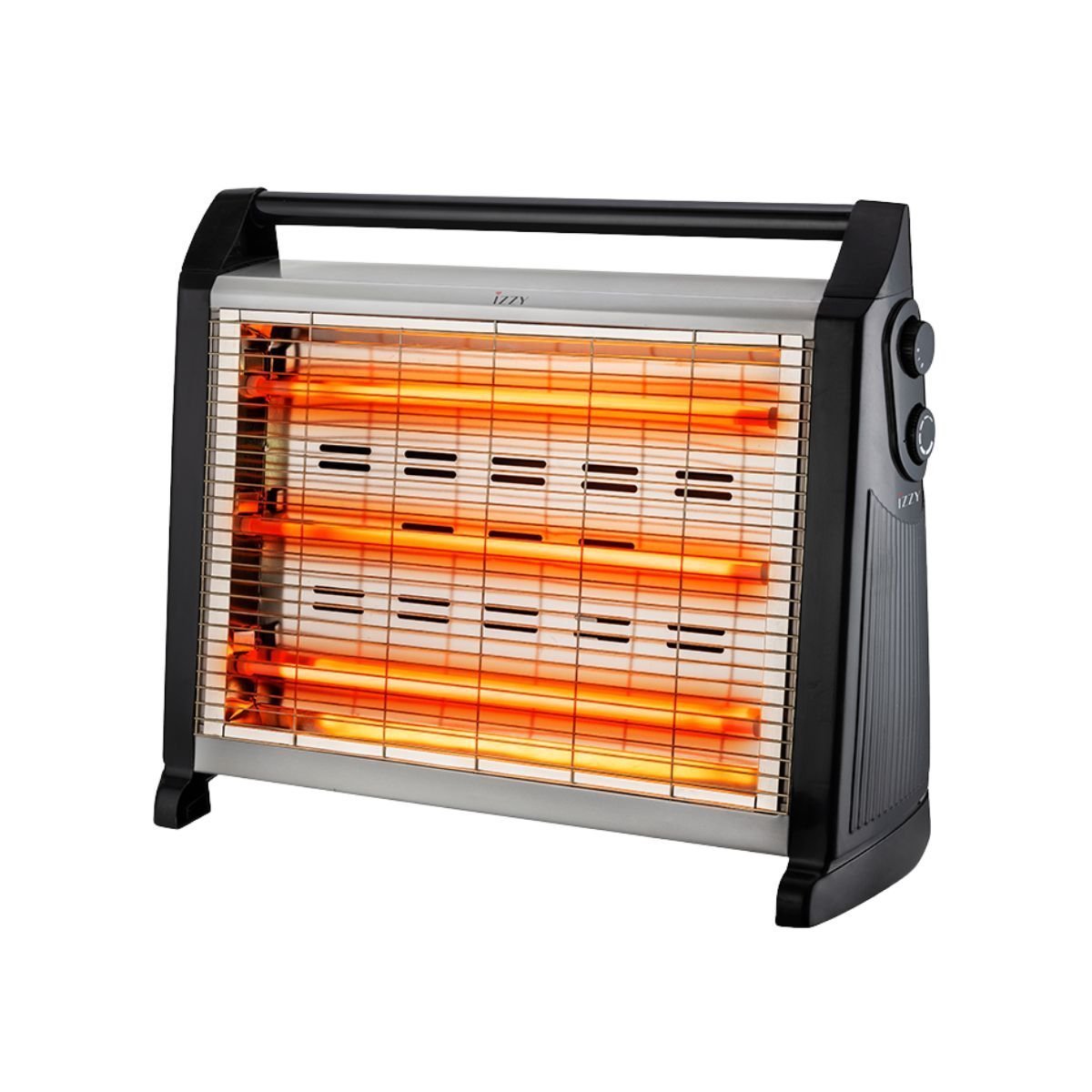 IZZY Σόμπα Χαλαζία με Θερμοστάτη 1500W με 3 Λάμπες, 2 Επίπεδα Ισχύος & Σύστημα Προστασίας από Πτώση, Μαύρο L-28