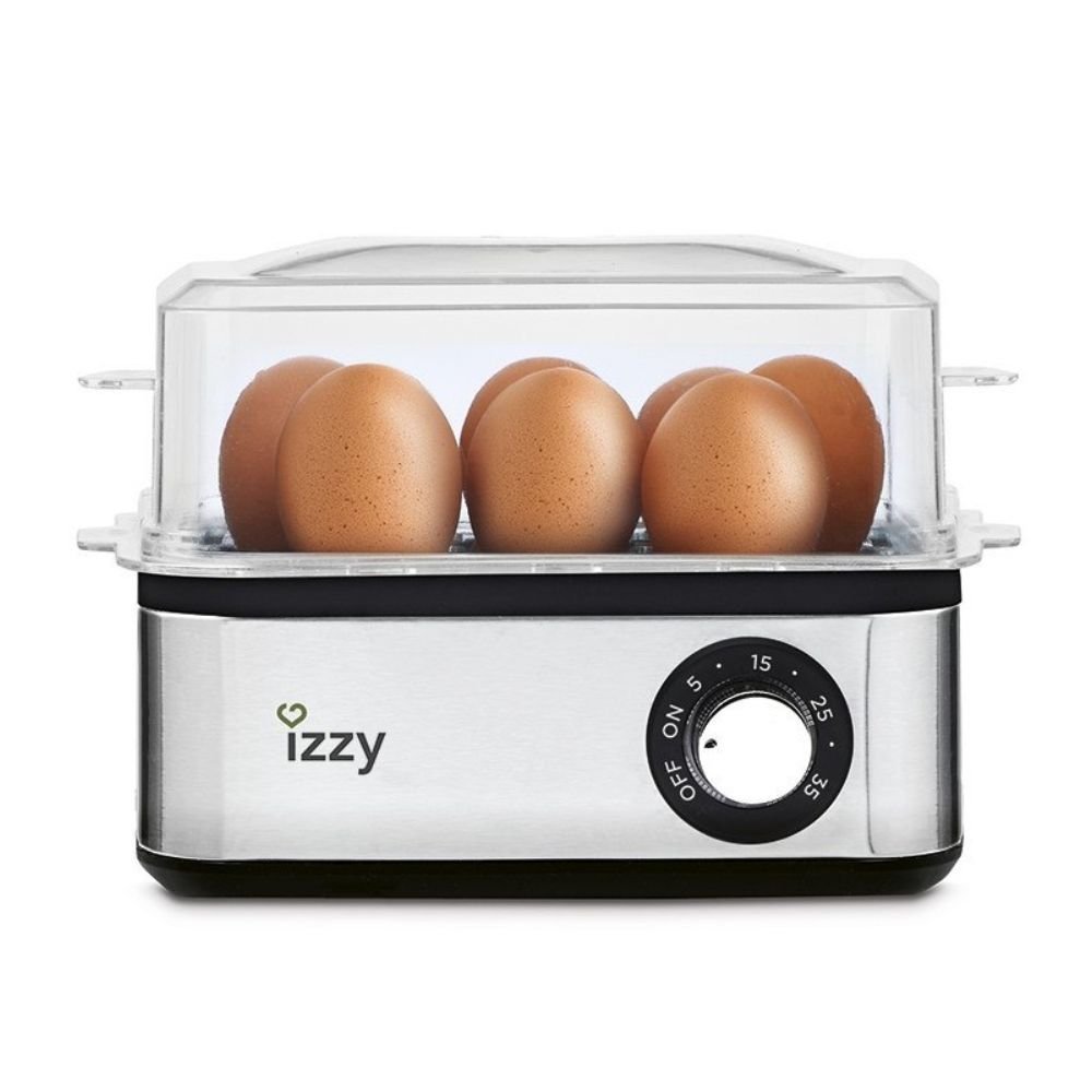 IZZY Βραστήρας Αυγών 8 Θέσεων 600W Μαλακό, Μεσαίο, Σκληρό Βράσιμο με Αυτόματη Λειτουργία Ασημί