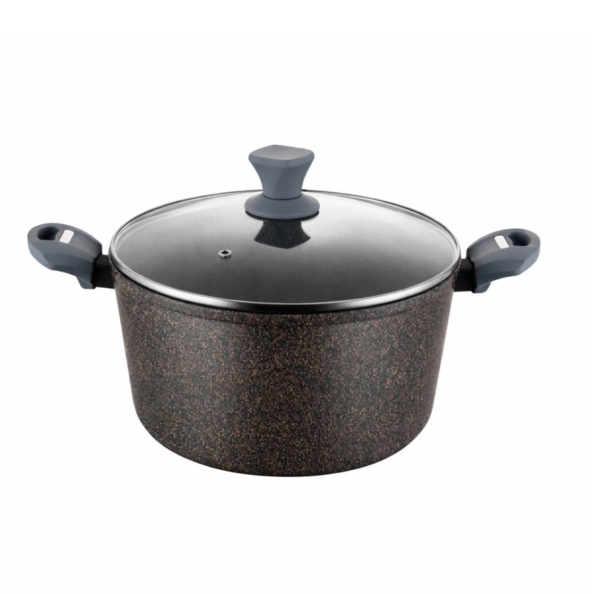 ELECTRA Κεραμική Κατσαρόλα 22cm με Γυάλινο Καπάκι, Βαλβίδα Ατμού & Αντικολλητική Επίστρωση, Σκούρο Γρανιτέ Φινίρισμα