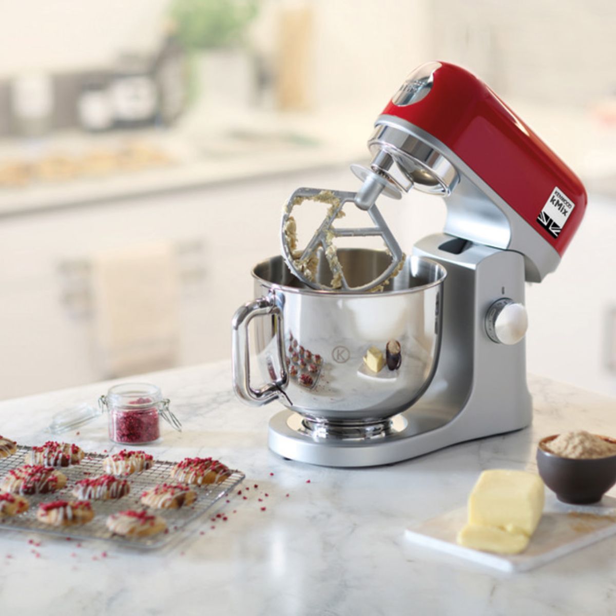 Kenwood kMix Κουζινομηχανή 5L 1000W με Πλανητική Ανάδευση, Smart Speed & 5 Ταχύτητες Λειτουργίας KMX750RD Κόκκινη