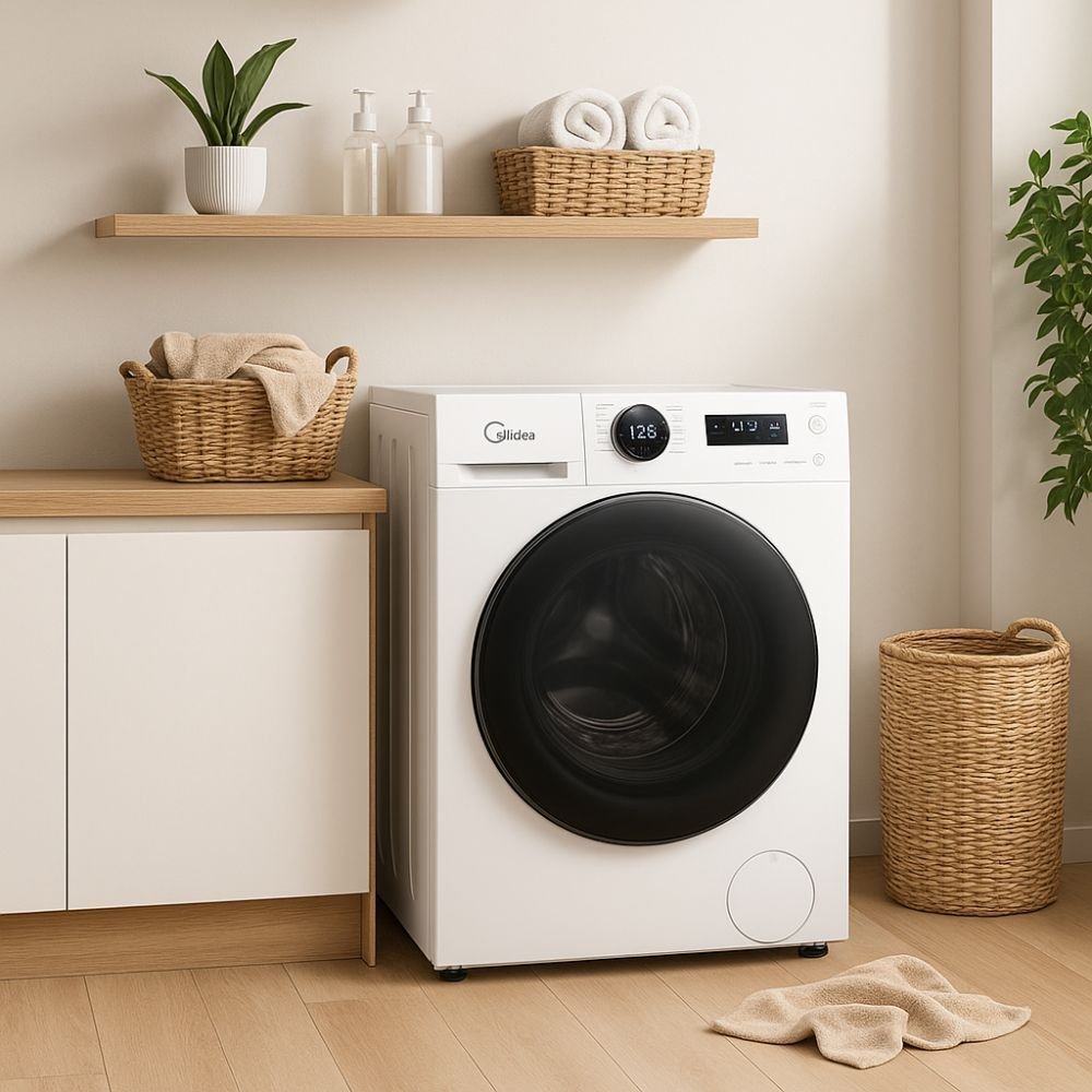 Midea Πλυντήριο Ρούχων 12Kg Lunar Series με Inverter Quattro, HealthGuard, Steam, Wi-Fi & Ενεργειακή Κλάση A, MF200W120WB/W Λευκό