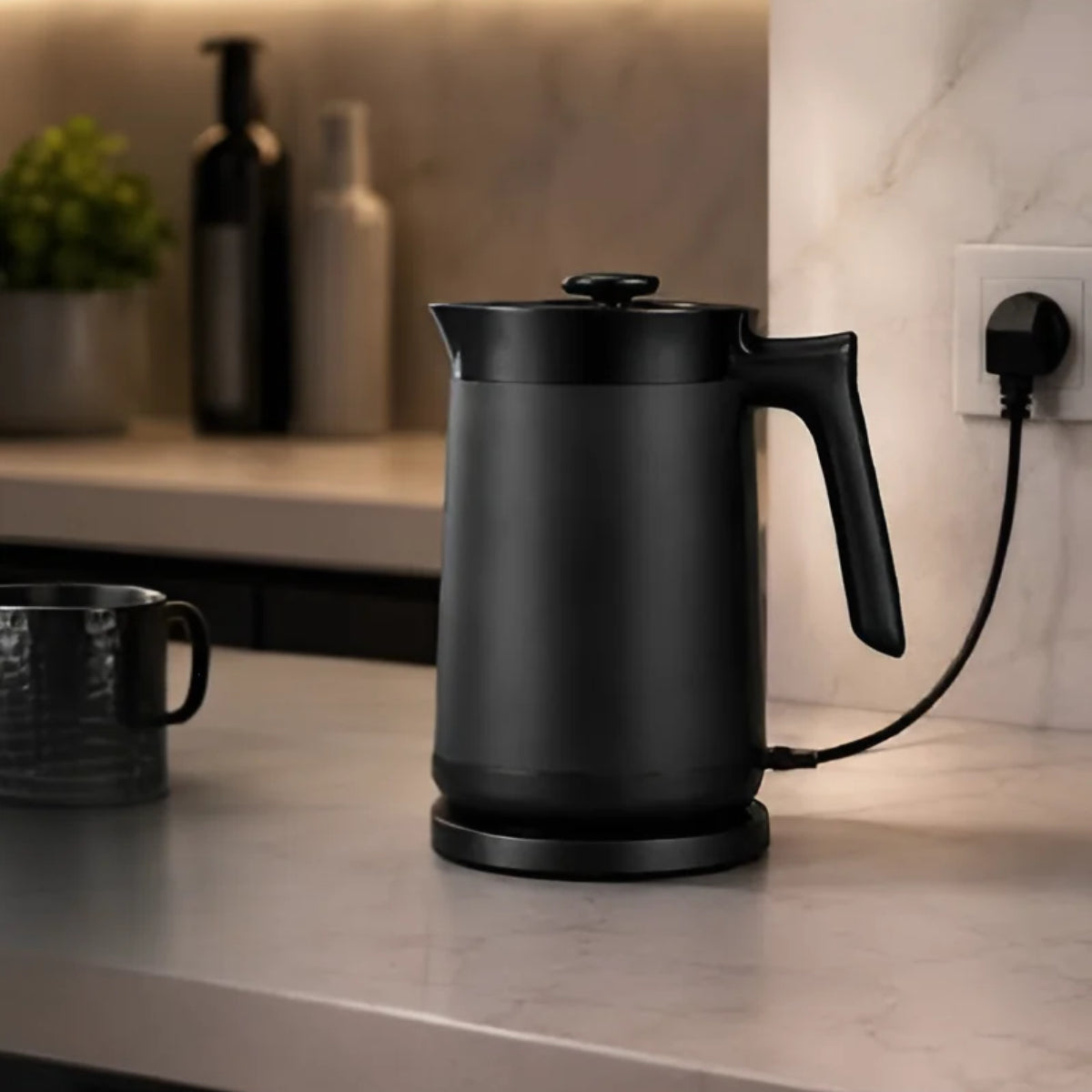 MIDEA Ηλεκτρικός Βραστήρας 1.7L, Double Wall, Cool Touch, Ανοξείδωτο Ατσάλι SUS304 MKE17D212MCK, Μαύρος