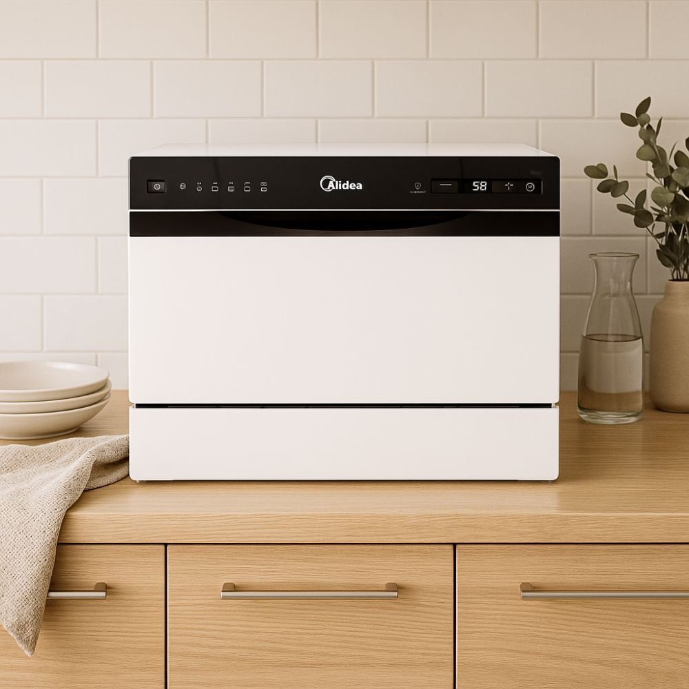 Midea Mini Compact Πλυντήριο Πιάτων 6 Σερβιτσιών με Wi-Fi, Extra Dry, Self-Clean 70°C & Ψηφιακό Panel, MTD55S400W Λευκό