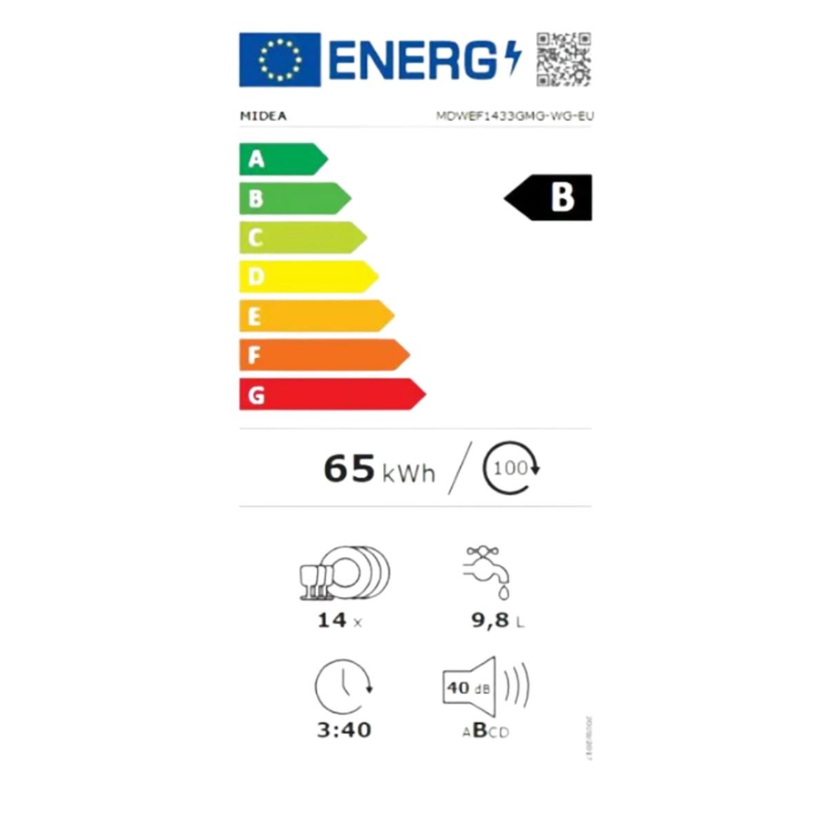 Midea Πλυντήριο Πιάτων Ελεύθερης Τοποθέτησης 60cm για 14 Σερβίτσια με AutoOpen, Dual Zone, Wi-Fi & PowerWash, Σκούρο Γκρίζο MDWEF1433GMG-WG