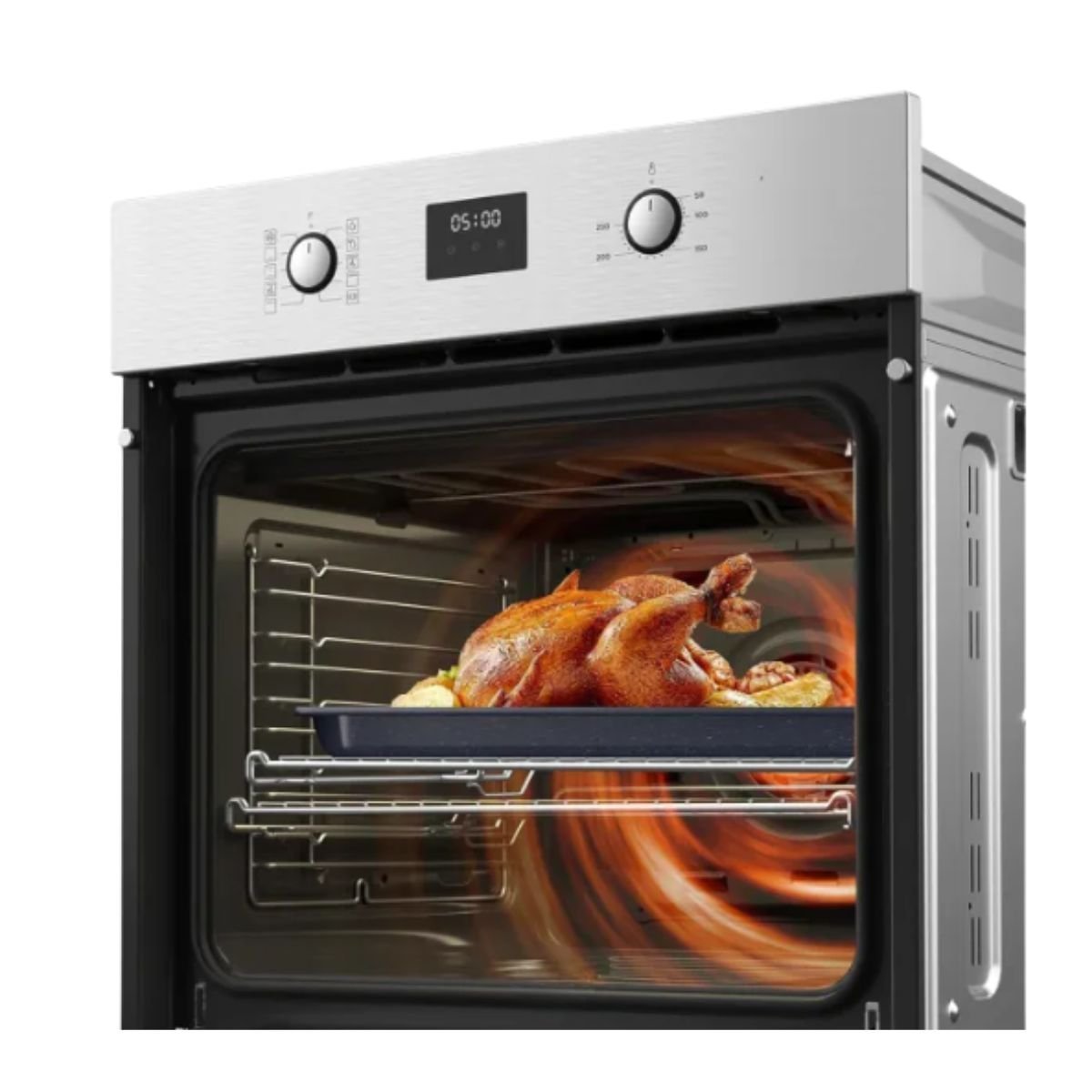 Midea Εντοιχιζόμενος Φούρνος 65L A Class με 8+1 Λειτουργίες, HotAir & EasyClean Εσωτερικό, 65M90D2-BO Inox