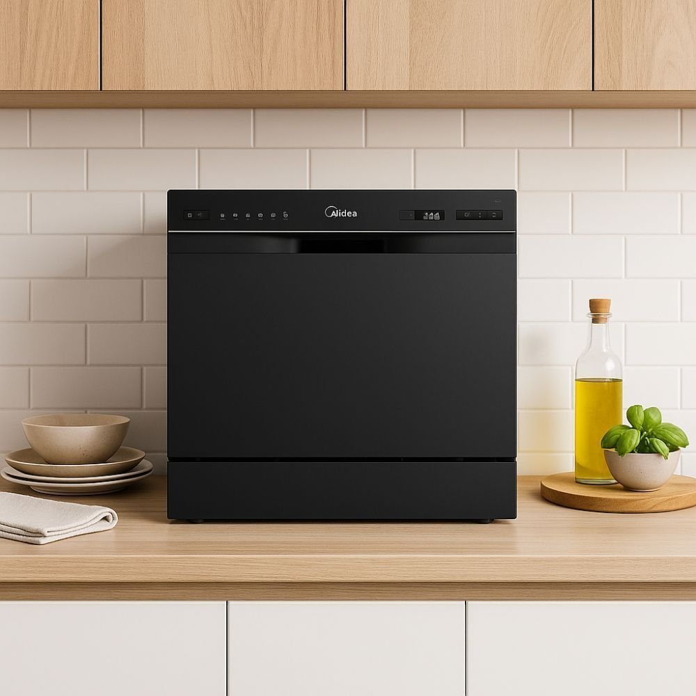 Midea Compact Πλυντήριο Πιάτων 8 Σετ με 7 Προγράμματα, Wi-Fi, Extra Dry & Hygiene 70°C, MTD55S500X Inox