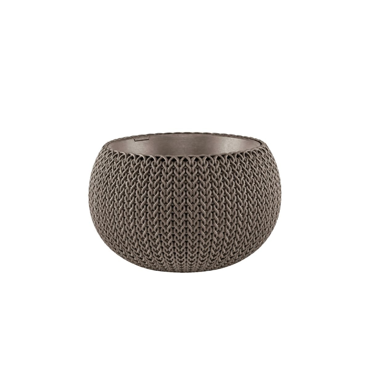 Keter Cozy Rattan Πλαστική Γλάστρα Κρεμαστή S 28x18cm με Αλυσίδα Στερλεωσης 612092 Καφέ