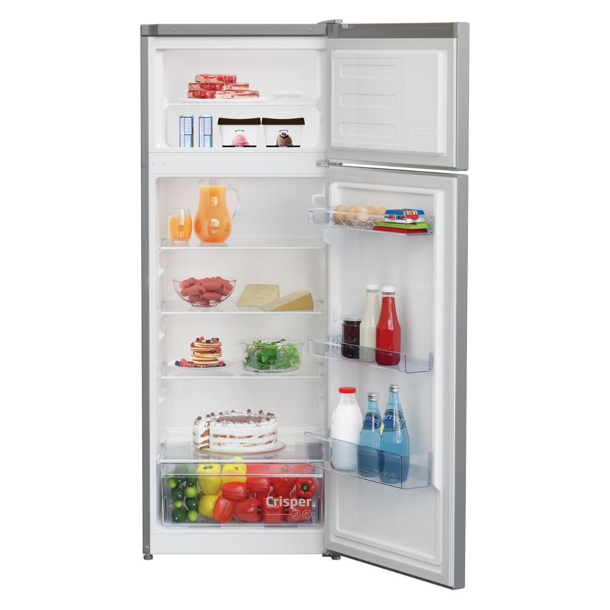 Beko Ψυγείο Δίπορτο με Κατάψυξη Επάνω 223L με AeroFlow & LED Φωτισμό RDSA240K35SN Ασημί
