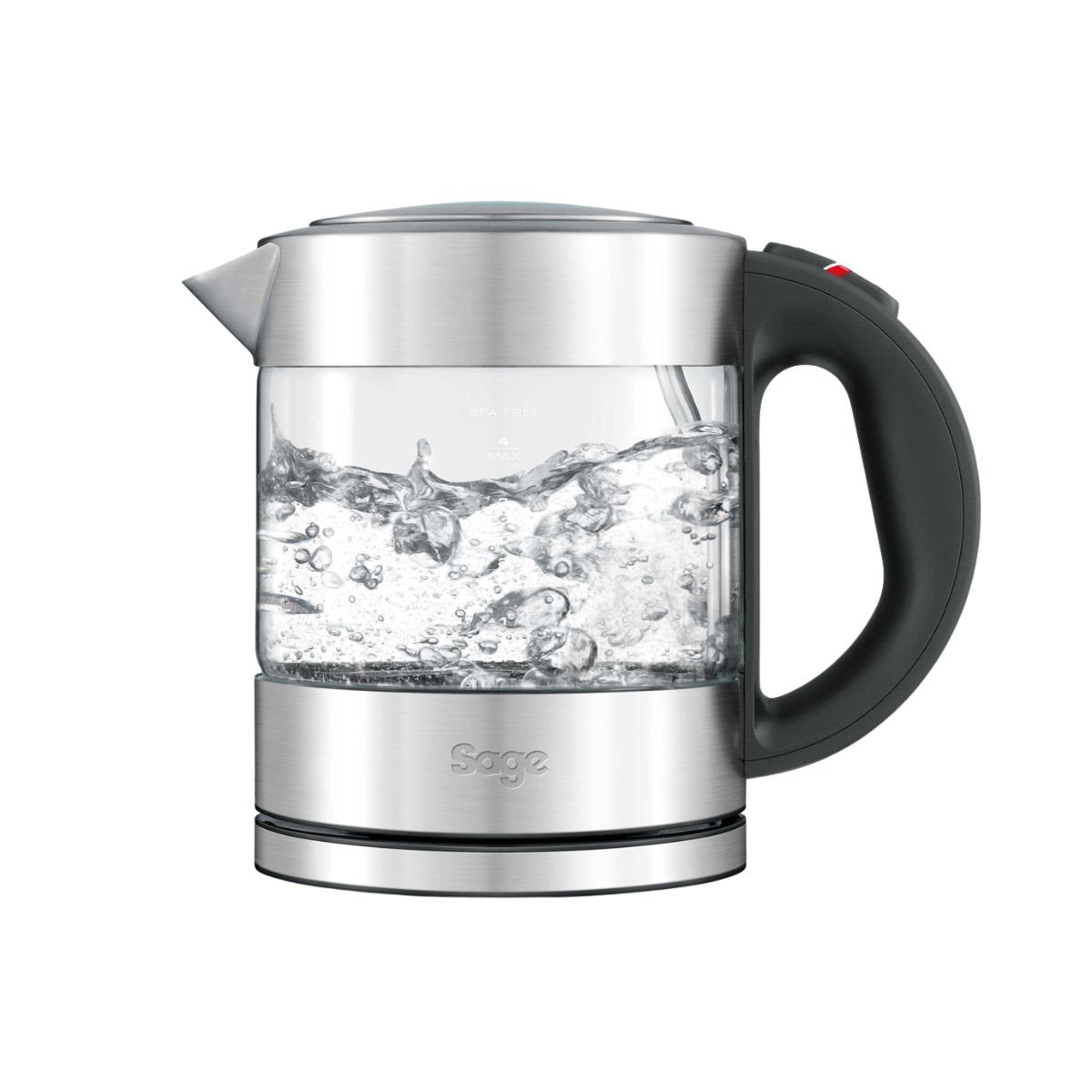 SAGE The Compact Kettle Pure Βραστήρας 1L 2400W Γυάλινος με Duraglass™ & Περιστρεφόμενη Βάση BKE395UK Inox