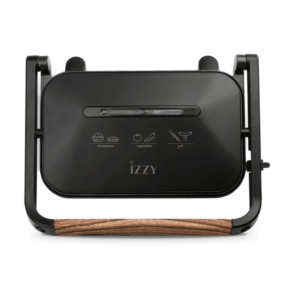 IZZY Panini Τοστιέρα Σαντουιτσιέρα για 2 Τοστ 1300W Wooden Μαύρο