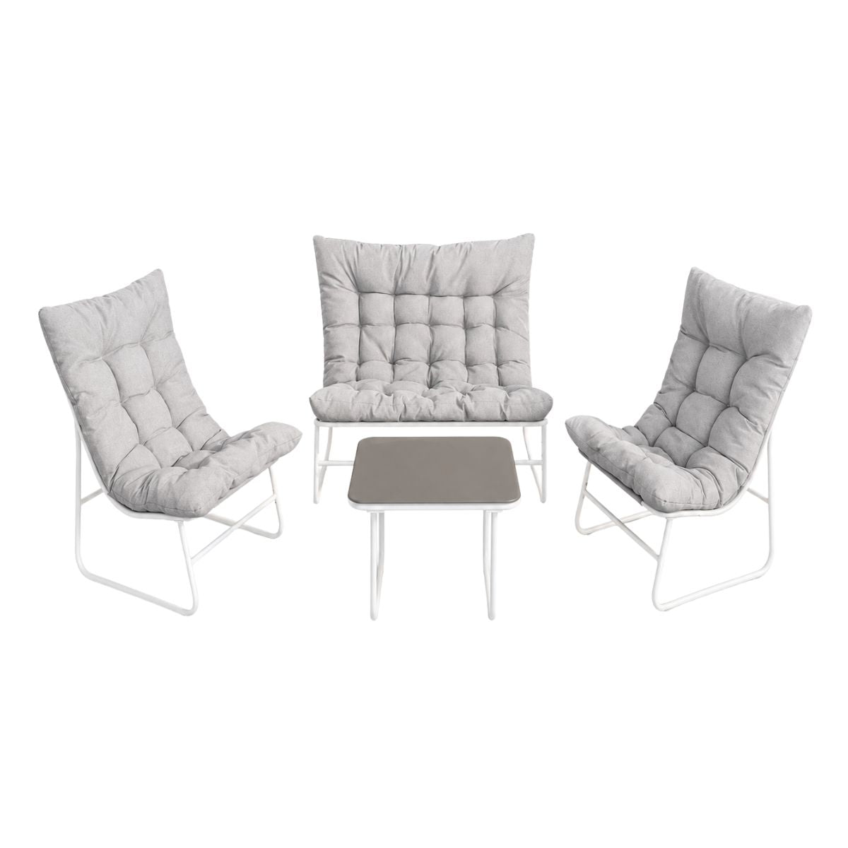 Salerno 4-piece Garden Lounge Set with Metal Frame, Cushions and Coffee Table with Glass Top