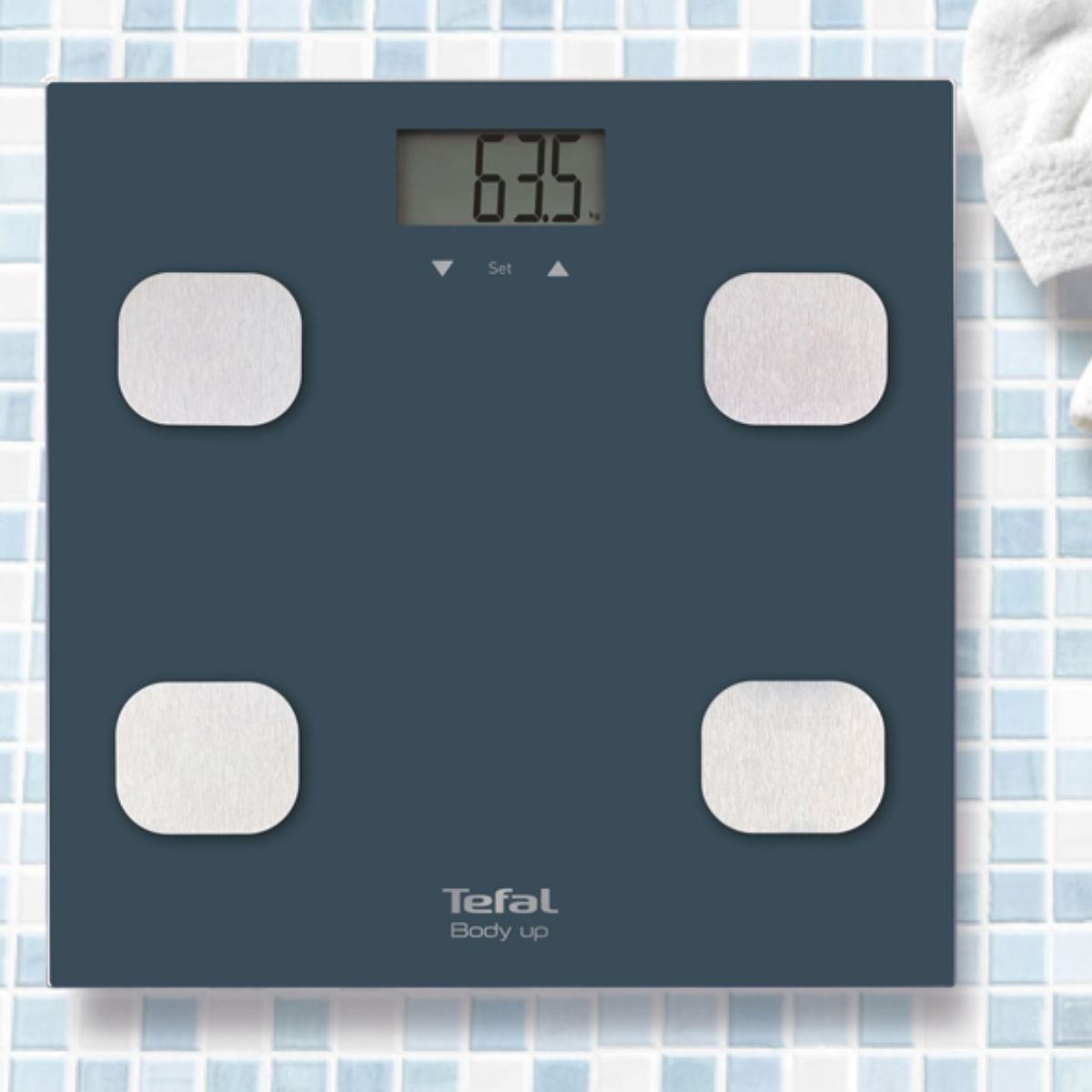 TEFAL Body Up Ζυγαριά Μπάνιου Ανάλυσης Σώματος έως 150 kg με Αυτόματη Αναγνώριση Χρήστη BM2520 Μπλε