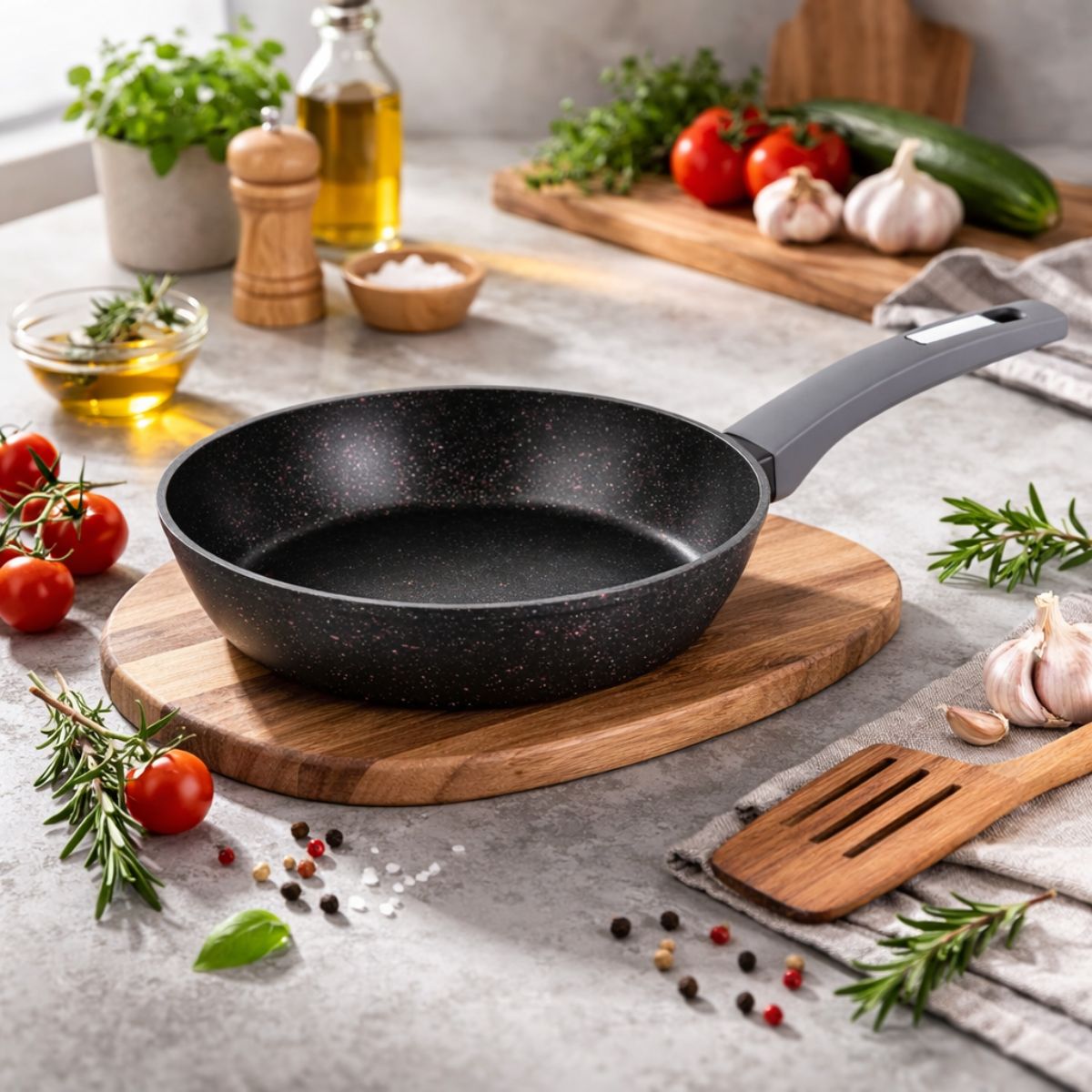 ELECTRA Τηγάνι Frypan 26 cm με Αντικολλητική Επιφάνεια, Μαύρο Γρανιτέ Εφέ