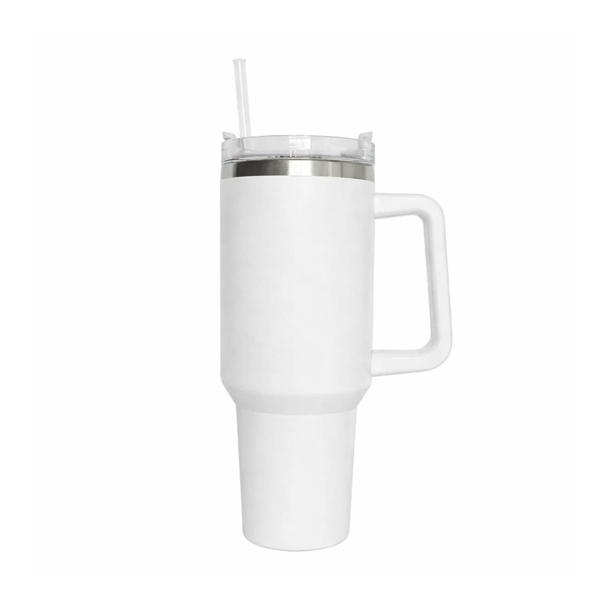 Θερμός Ποτήρι Ταξιδιού 1200ml με Χερούλι & Καλαμάκι Άσπρο