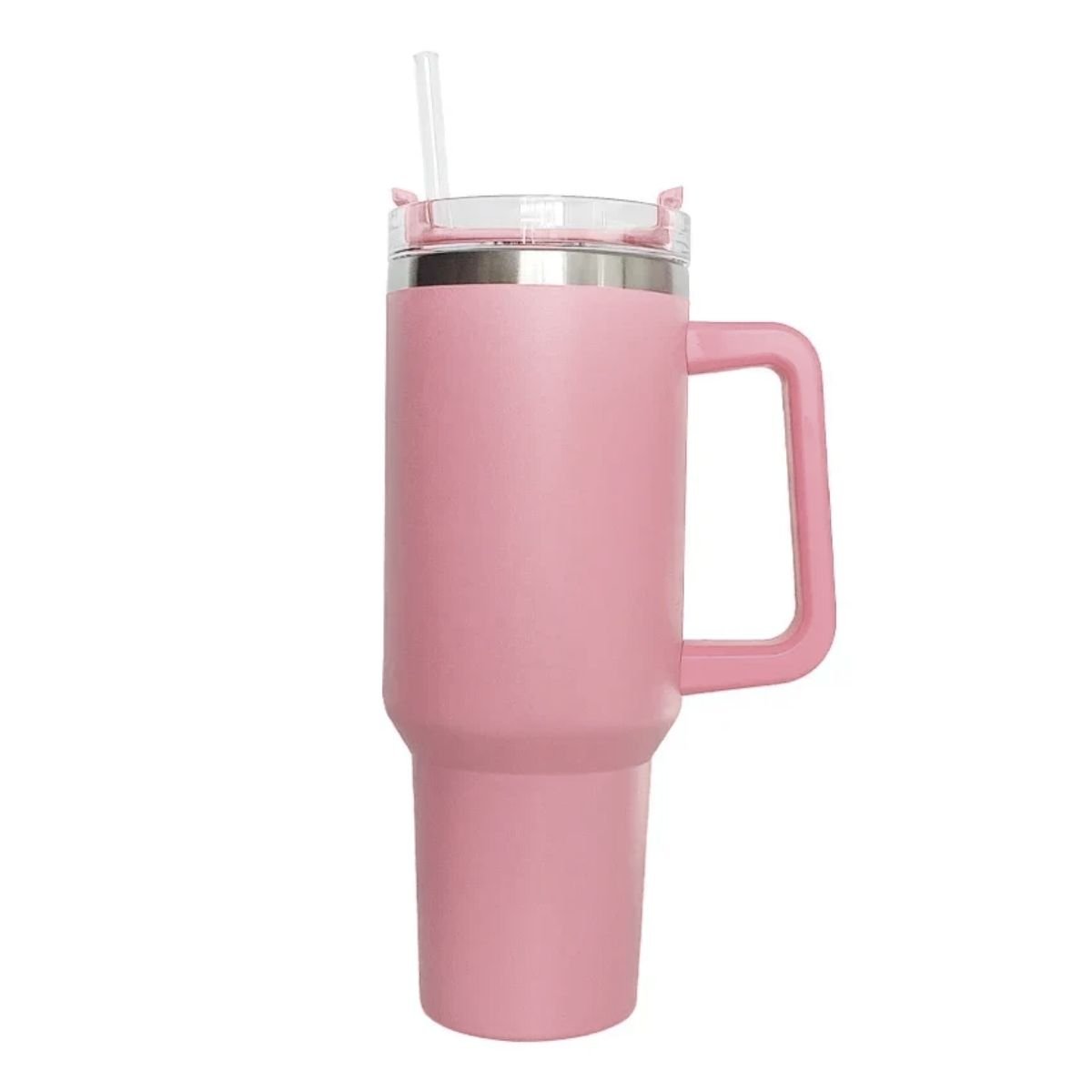 Θερμός Ποτήρι Ταξιδιού 1200ml με Χερούλι & Καλαμάκι Ροζ
