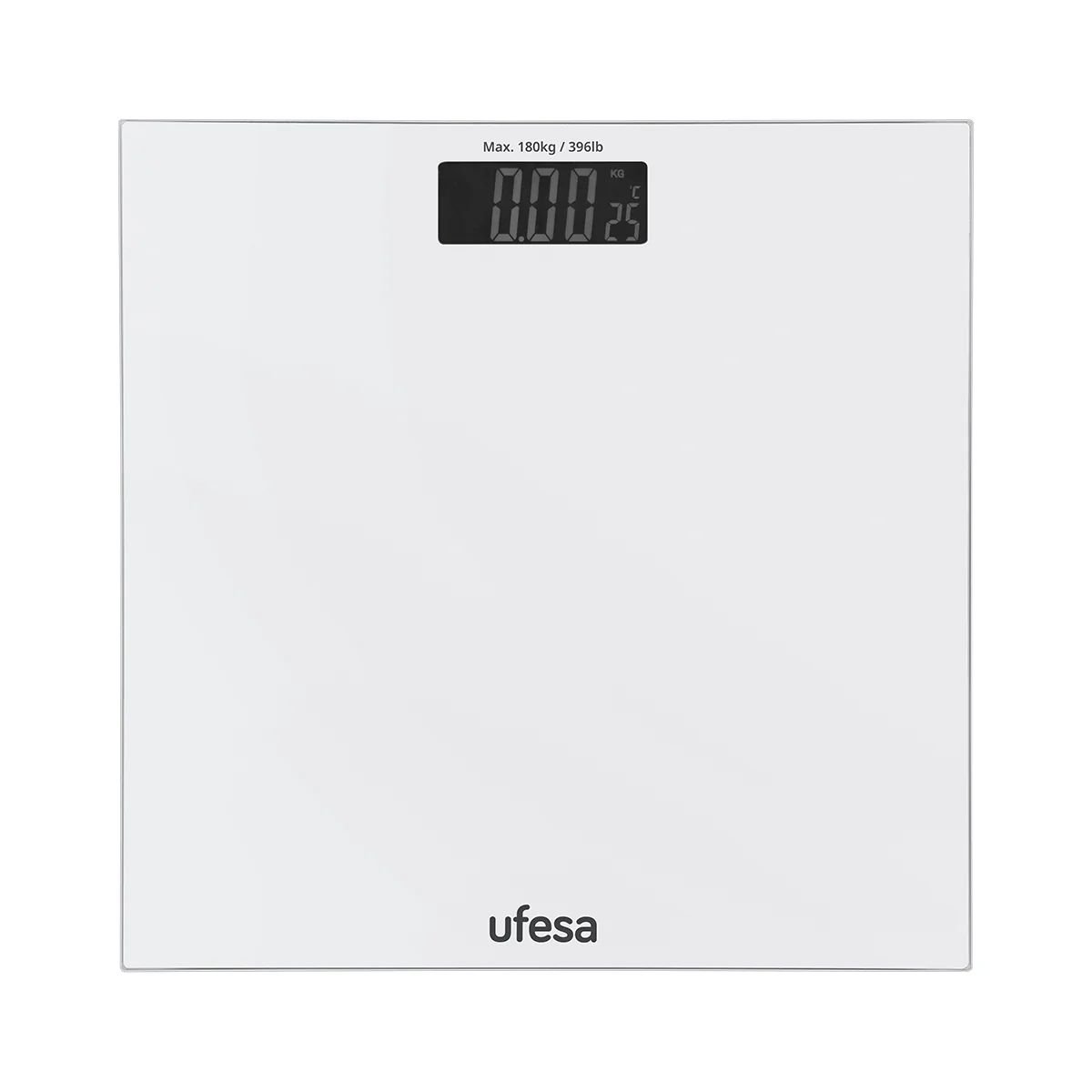 UFESA Basel Ψηφιακή Ζυγαριά Μπάνιου με LCD Οθόνη, Ακρίβεια 50gr & Μέγιστο Βάρος 180kg Λευκό