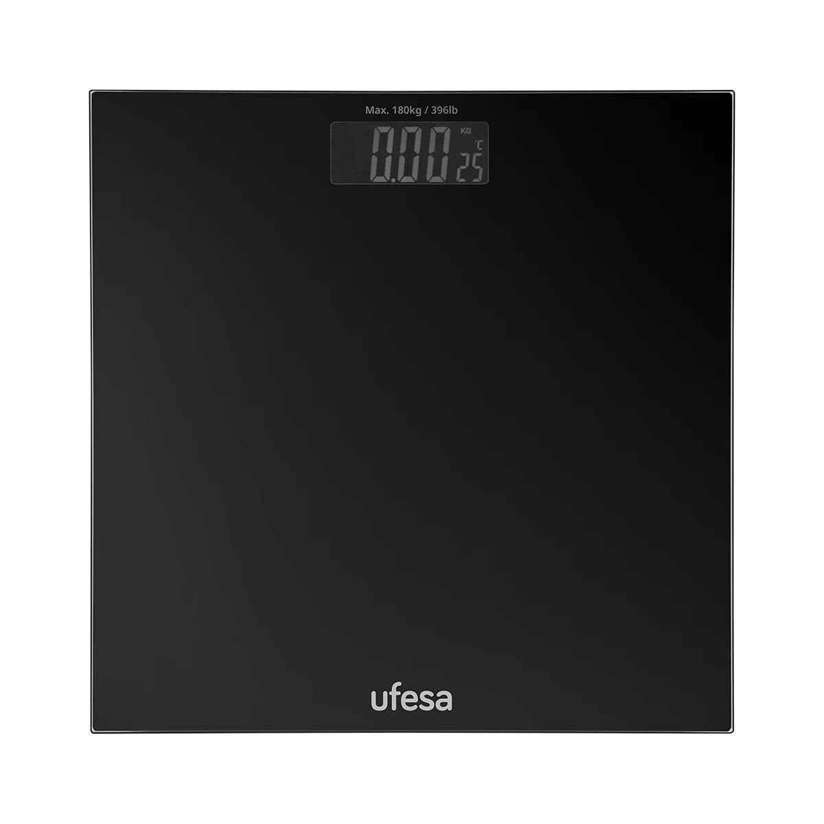 UFESA Zurich Ψηφιακή Ζυγαριά Μπάνιου με LCD Οθόνη, Ακρίβεια 50gr & Μέγιστο Βάρος 180kg Μαύρo