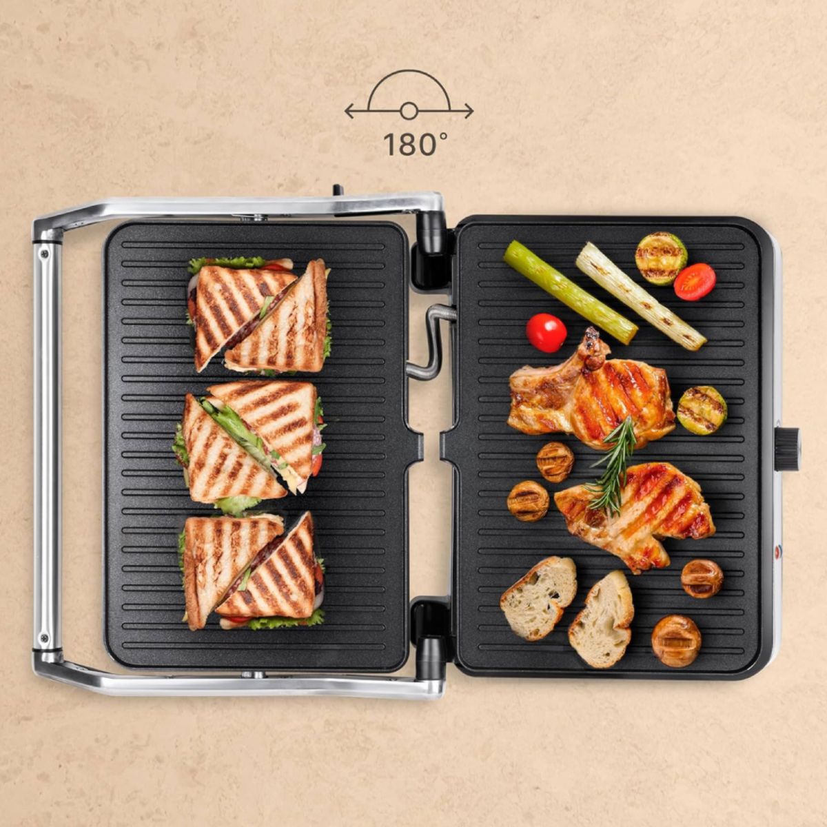 UFESA Kilimanjaro Grill & Σαντουιτσιέρα 2200W με Ρυθμιζόμενο Θερμοστάτη, Πλάκες Non-Stick & Άνοιγμα 180°
