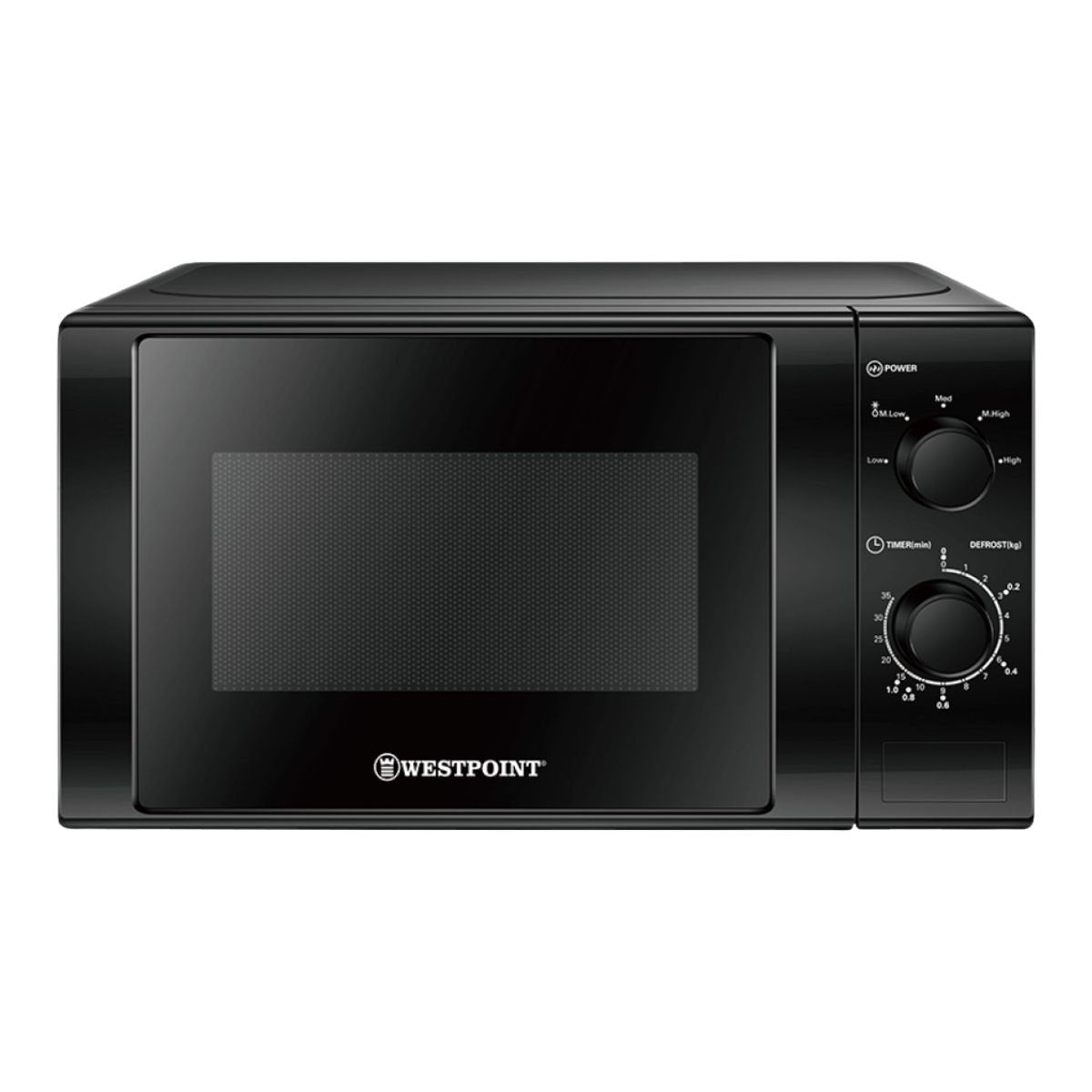 WESTPOINT Φούρνος Μικροκυμάτων 20L 700W με Μηχανικό Χειρισμό, Λειτουργία Απόψυξης & 5 Επίπεδα Ισχύος Μαύρο WMS2024