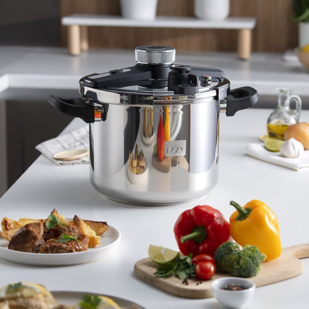 IZZY Gourmet Χύτρα Ταχύτητας 9L από Ανοξείδωτο Ατσάλι με Εύκολο Κλείσιμο & Ρυθμιζόμενη Βαλβίδα